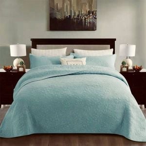 Bloomington 100% Cotton Coverlet Set Floral Turquoise Queen
