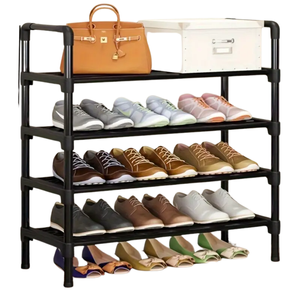 Lifebay 4-Tier Black Metal Shoe Rack Organizer
