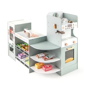 Costway Wooden Pretend Play Supermarket Shopping Toy W/accessories