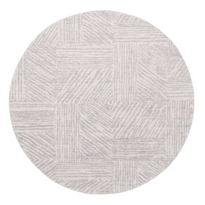 Loopsie-160cm X 160cm-obu Grey And Cream Geometric Washable Round Rug