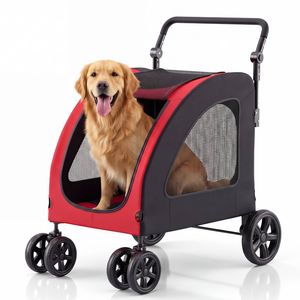 Advwin Foldable Pet Stroller Cat Dog Pram for Medium & Large Dogs