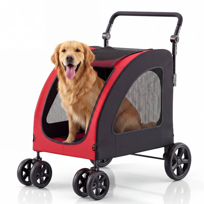 Advwin Foldable Pet Stroller Cat Dog Pram for Medium & Large Dogs