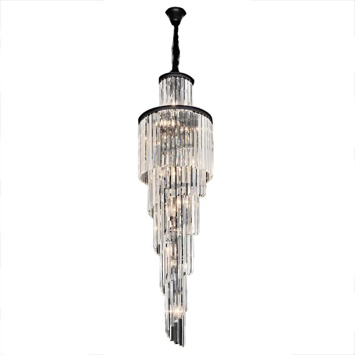 Vencha Chanel  Spiral 15 Light Crystal Chandelier - Black