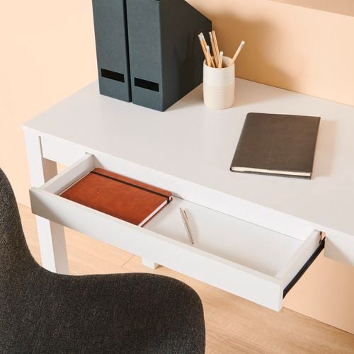Groove White Austin Desk with sliding drawer compact and stylish