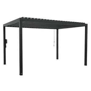 Backyard Discovery Sarasota 4.3m x 3m Galvanized Steel Louvered Pergola with Adjustable Sunshade Roof and PowerPort