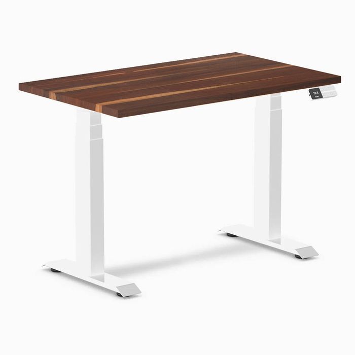 Desky Dual Mini Hardwood Sit Stand Desk White Frame 100cm