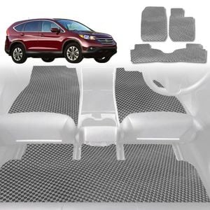6D Diamond Car Floor Mats for Honda CR-V 2007-2012-Full Set-Grey-Outback GT