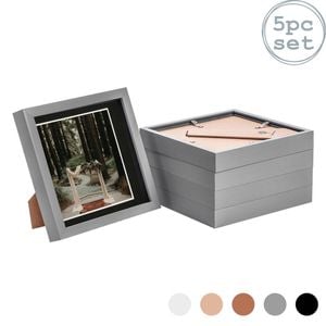 Nicola Spring Acrylic 3d Box Photo Frames With 6" X 6" Mounts - 8" X 8"  - Grey - Pack Of 5
