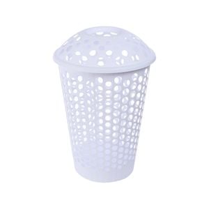 All Set 60L White Circle Pattern Laundry Hamper With Lid