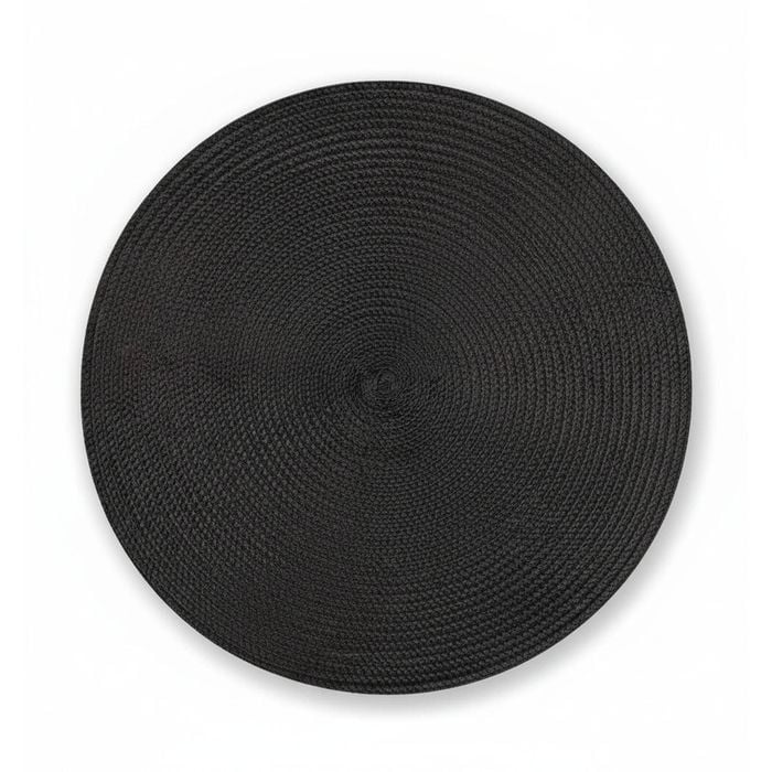 Set of 6 Round Placemats - 34cm Heat Resistant Braided Table Mats with Coasters