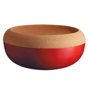 Emile Henry 14cm Ceramic Storage Bowl w/ Cork Lid Large - Burgundy