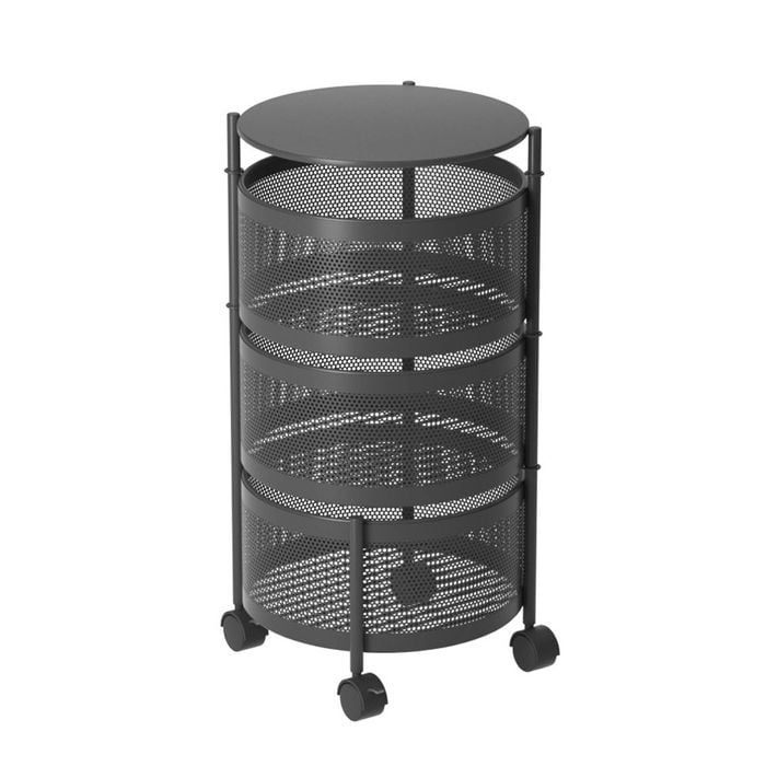 SOGA 3 Tier Steel Round Rotating Cart with Wheels