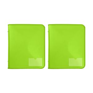 2x Marbig 2 D-ring A4 Zipper Binder 25mm W/ Tech Case File Document Holder Lime