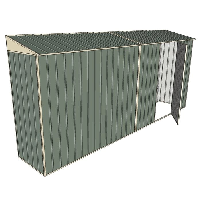 Build-a-Shed 0.8 x 4.5 x 2m Skillion Single Hinged Side Door Shed - Green