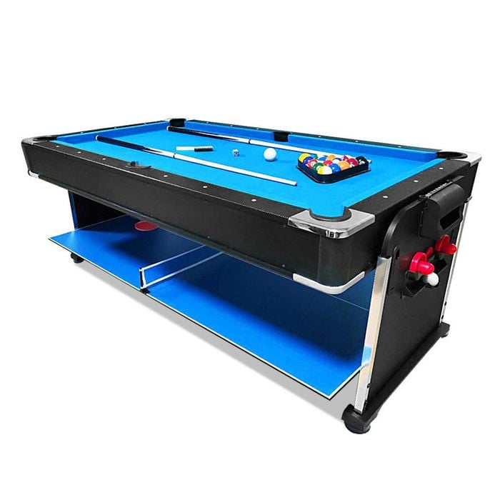 Leaf Living Versa 2026 4-in-1 7ft Convertible Table White Frame Air Hockey Pool Dining Tennis - Black Felt