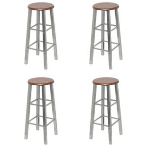 vidaXL Bar Stools 4 pcs Silver and Brown