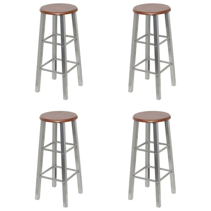 vidaXL Bar Stools 4 pcs Silver and Brown