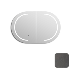 Attica Bentwood 900mm Black Oak Oval LED Shaving Cabinet with Powerpoint