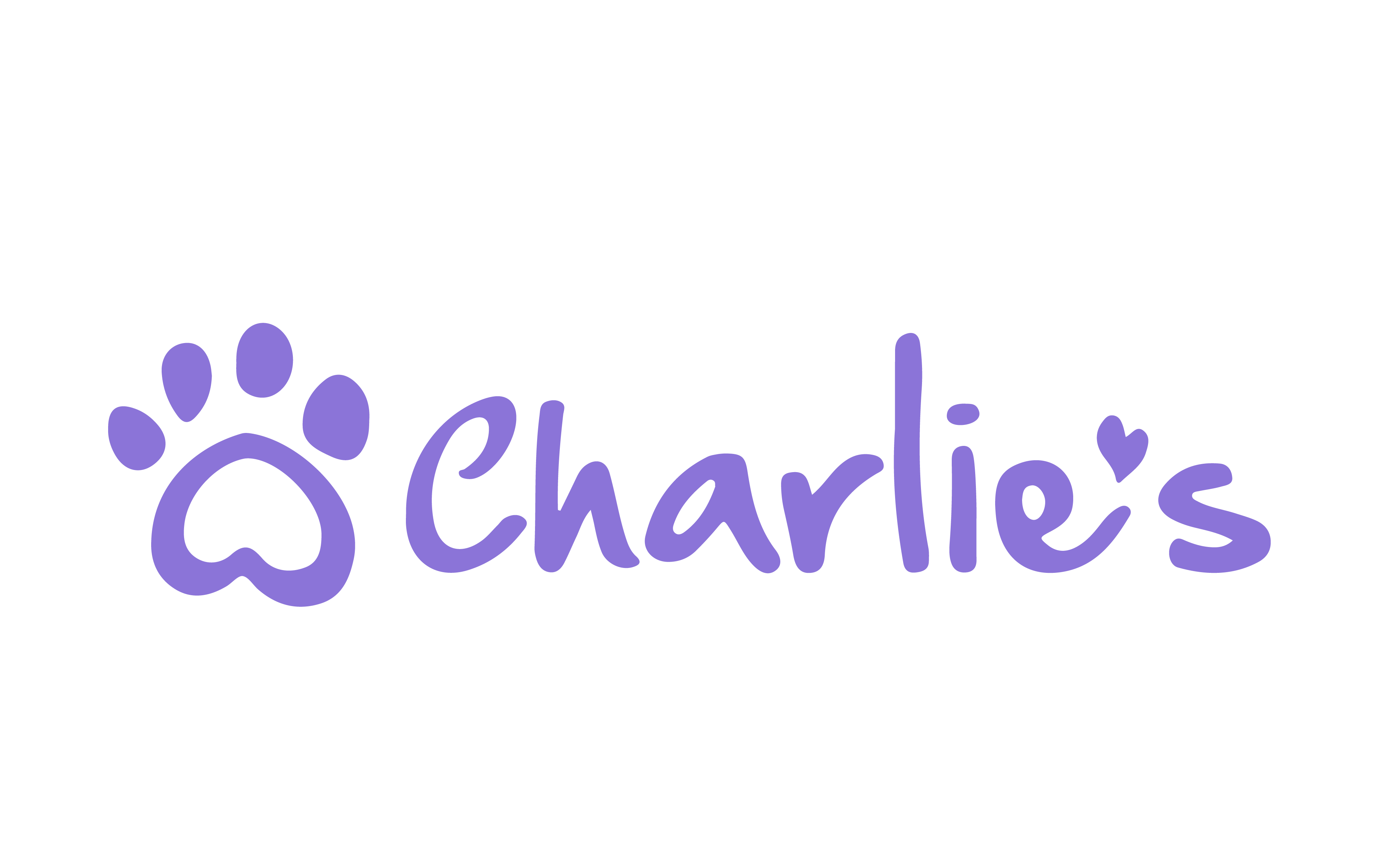 Charlies logo in purple 
