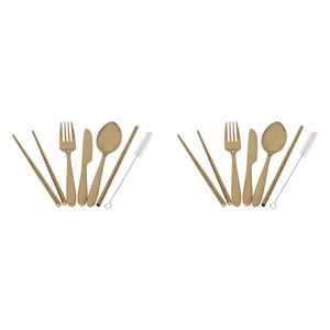 2x 6pc Appetito Stainless Steel Traveller's Cutlery Set Assorted