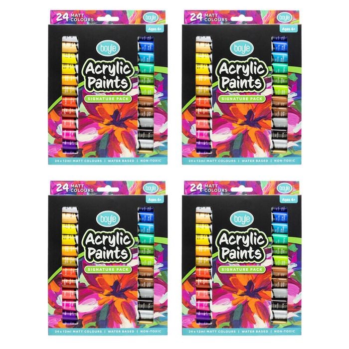 4x 24pk Boyle Acrylic Paints Colour Set Signature Pack Non-toxic/water Based 6y+