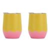 2PK Annabel Trends 295ml Stainless Steel Wave Wine Tumbler - Yellow Candy