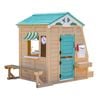 Teamson Kids Gardenia Wooden Playhouse With Garden Window, Fixed Bench & Flower Boxes, Tan & Green