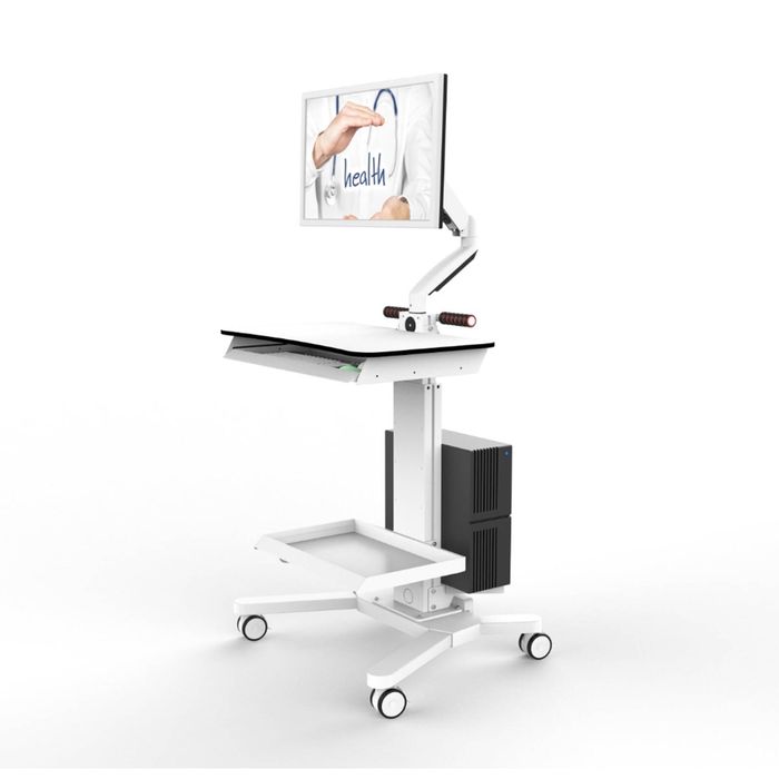 Screenmounts Mobile Work Station With Cpu And Monitor Mount Utility Cart Mcs3