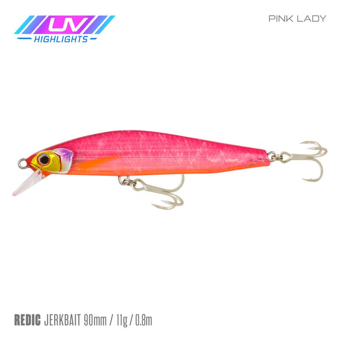 Samaki Redic SF90 Jerkbait Hard Body Fishing Lure Pink Lady UV