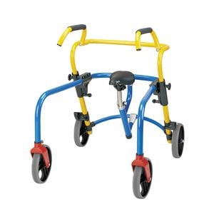 Child Reverse Walker with Seat - Adjustable Kids Mobility Aid with Rear Wheel Brakes - Small