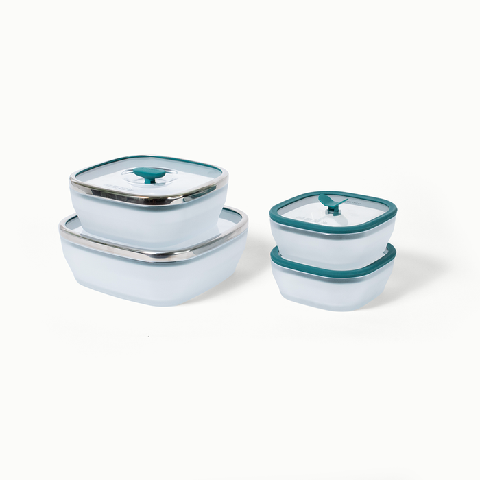Anyday The Square Set | Kale | Glass Microwave Steamer