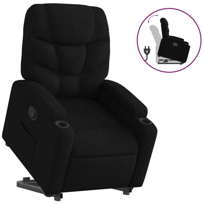 vidaXL Stand up Recliner Chair Office Armchair Single Sofa Couch Black Fabric