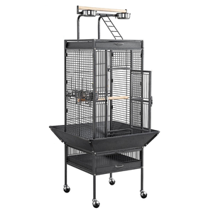 Large Playtop Parrot Aviary Bird Cages Birdcage W/ Rolling Stand Perch Food Cup