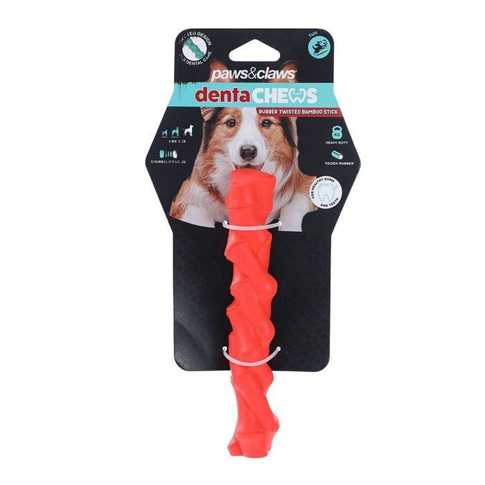 Paws And Claws 26.7x5x5cm Denta Chews Twisted Bamboo Stick Dog/Pet Toy Assorted