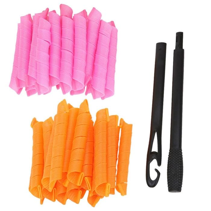 40pcs 50cm No Heat Hair Curlers Rollers Formers Curl Leverage Spiral Ringlets