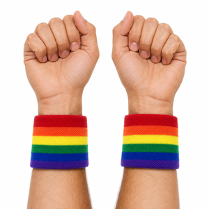 2x RAINBOW WRISTBANDS Gay Lesbian Pride LGBT Mardi Gras Party - Rainbow