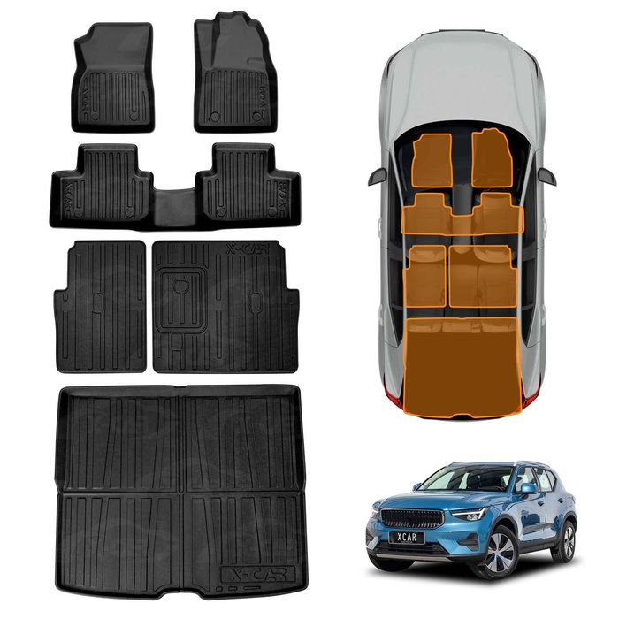 Floor Mats Boot Liner for Volvo XC40 2018-Onwards  Car Trunk Cargo Kick Back Seat Cover