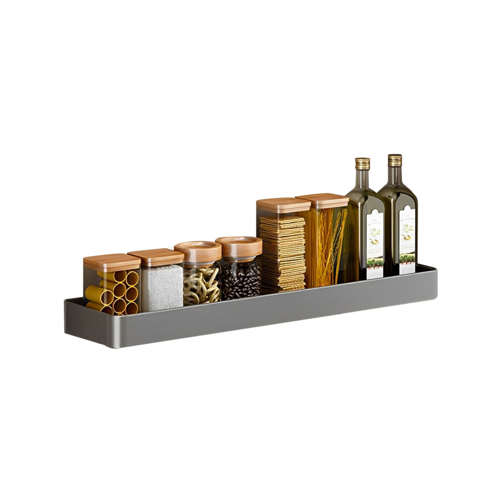 Soga 42cm Black Wall-mounted Rectangular Kitchen Spice Storage