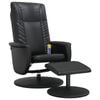 vidaXL Massage Recliner Chair with Footstool Single Sofa Black Faux Leather