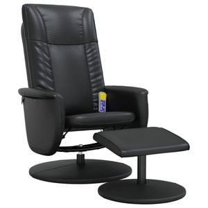 vidaXL Massage Recliner Chair with Footstool Single Sofa Black Faux Leather