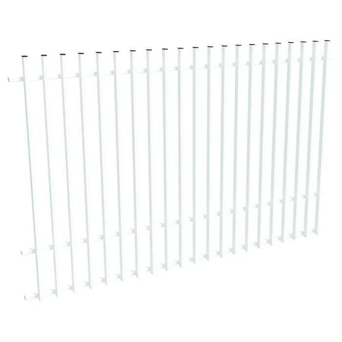 ProtectorAl 1201-2399W x 1500H Pearl White Aluminium Batten Pool Fence Panel with Mid Rail