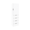 Lugna 2048 x 600 x 380mm White 3 Shelf 4 Drawers Right Hinged Door Storage Cabinet
