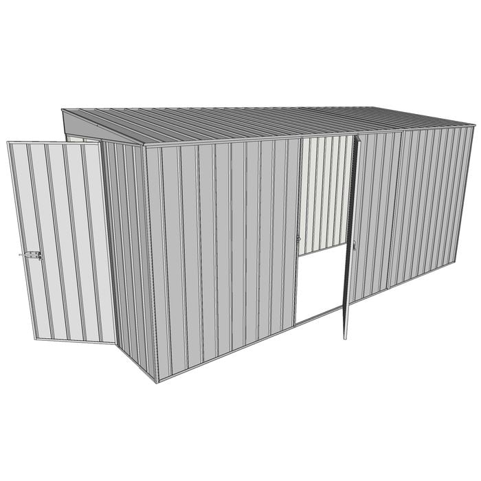 Build-a-Shed 1.5 x 4.5 x 2m Hinged Door Tunnel Shed With Hinged Side Door - Zinc