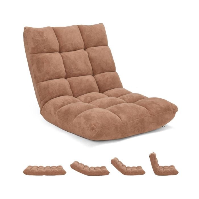 Costway Floor Chair Lazy Recliner Sofa Adjustable Beige