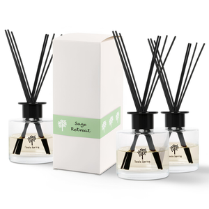 Nicola Spring Glass Reed Diffusers 200ml - Sage Retreat - Pack Of 3 - Herbal Spa Fragrance With 8 Reeds Each Long Lasting