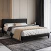 Advwin Bed Frame Double Size Mattress Base Upholstered Platform Black