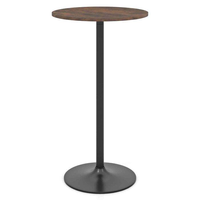 Costway 101cm Round Bar Table for Pub Patio Bistro Brown