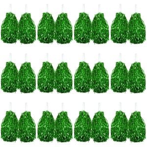 Green Metallic Cheerleading Pom Poms – Set of 12 w/ Easy-Grip Handles Australia Day