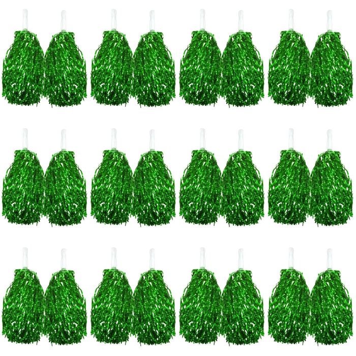Green Metallic Cheerleading Pom Poms – Set of 12 w/ Easy-Grip Handles Australia Day