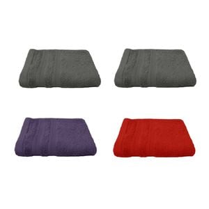 Set of 4 100% Cotton Face Washers Indulgence 33 x 33cm 2 Granite 1 Grape 1 Chilli